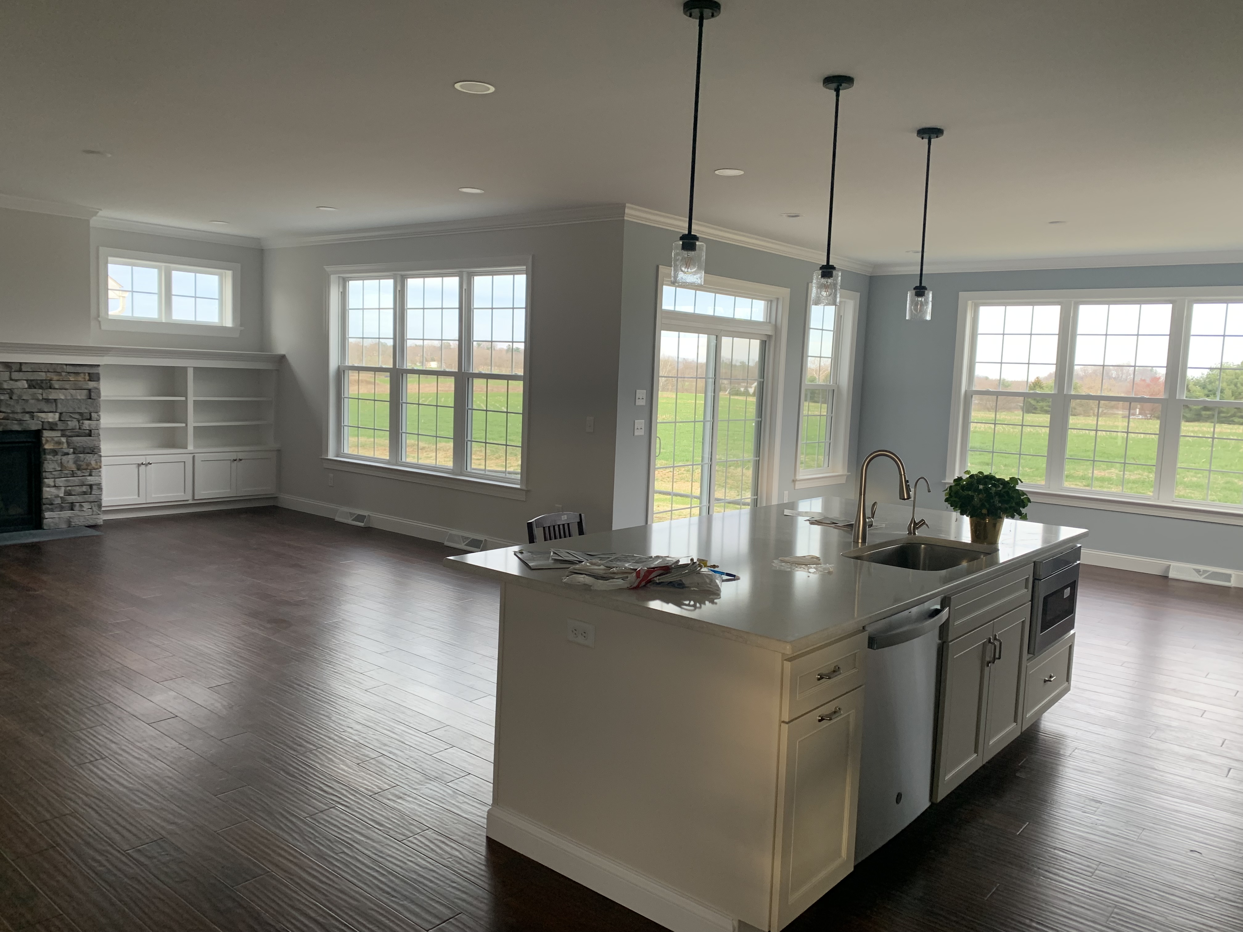 Interior painting with detailed trim work — modern great room
